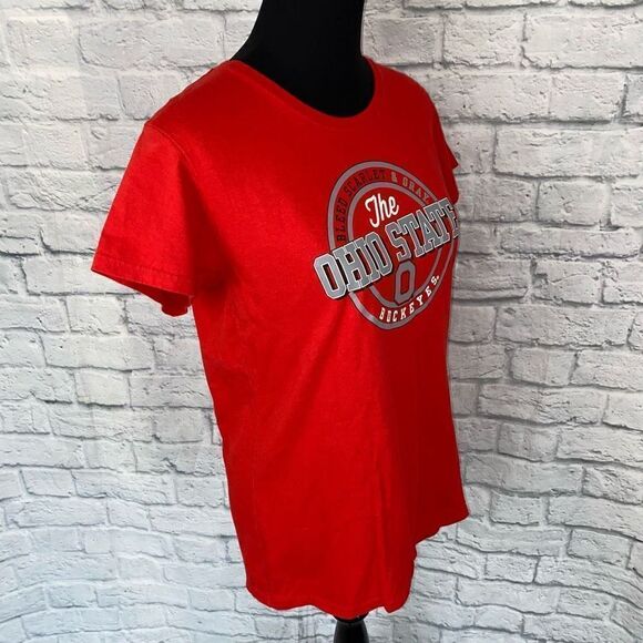 Ohio state buckeyes women L 100% cotton Crewneck shortsleeve tshirt red - Picture 3 of 9